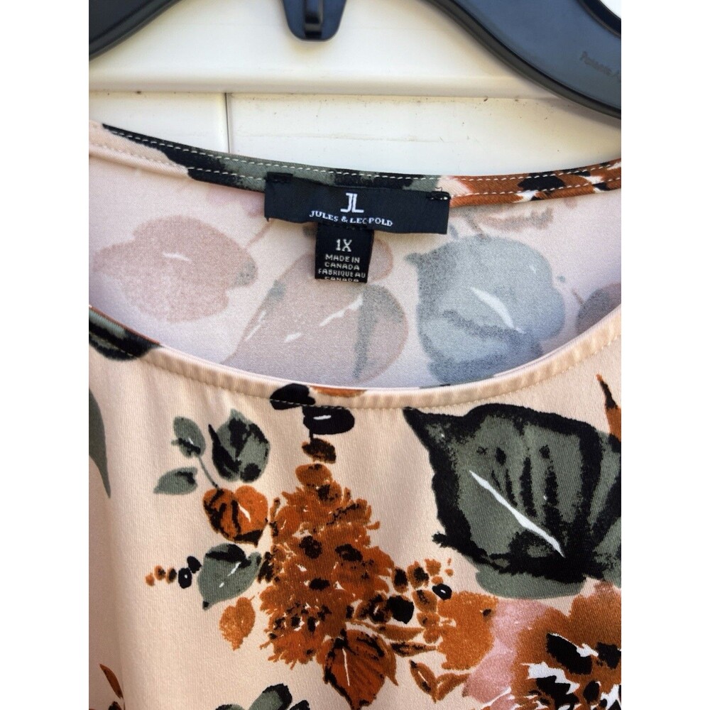 Jules Leopold Womens Blouse Tunic Plus Sz 1X Floral Colorful Short Sleeve - Picture 2 of 5